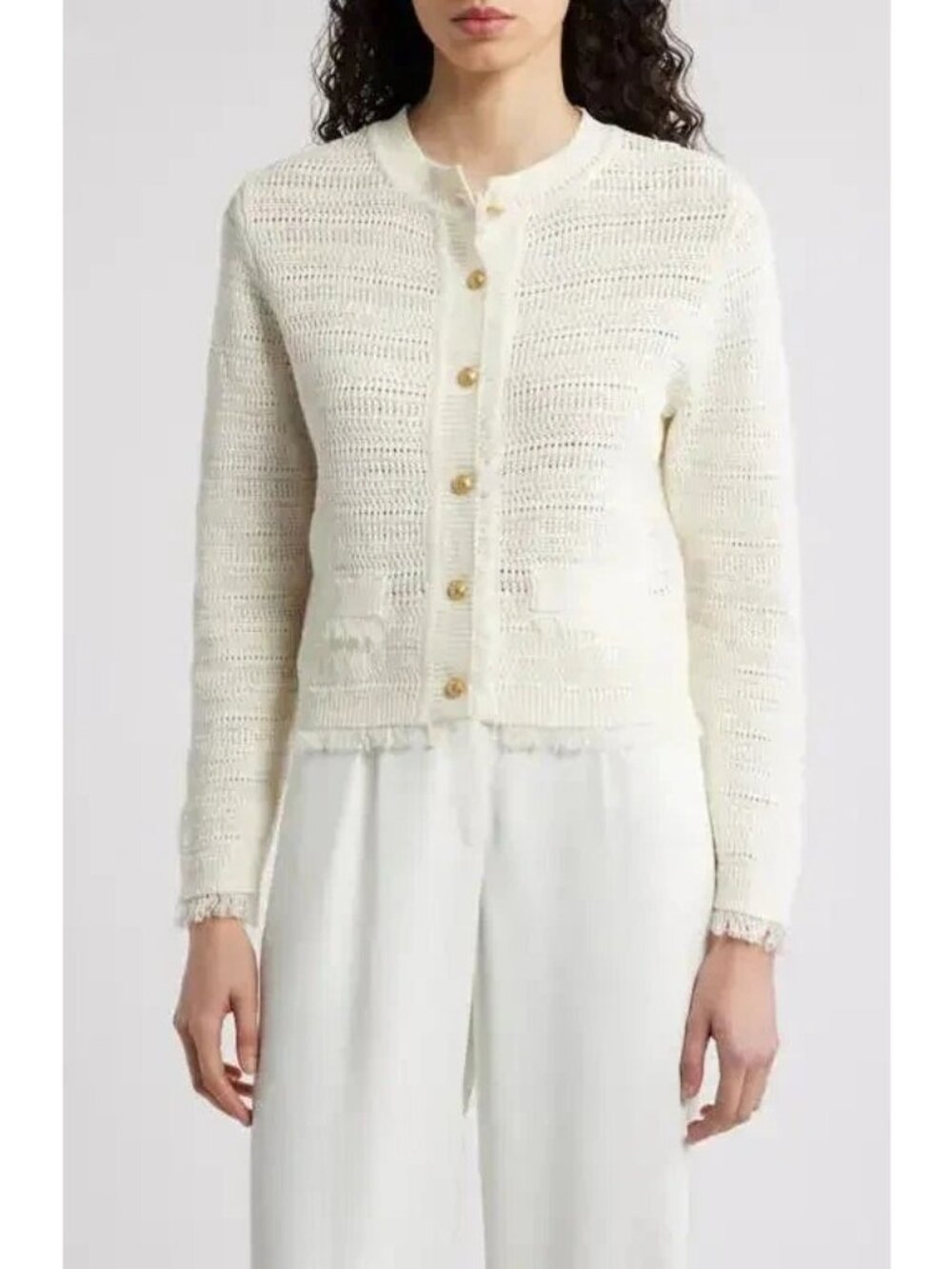 Kobi Halperin Womens Off White Tara Linen Blend Cardigan Sweater Size M $298